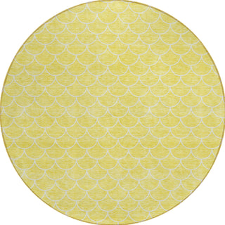 Piper Looms Chantille Geometric ACN933 Yellow Machine Washable Area Rug Round Main Image
