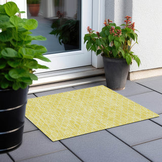 Piper Looms Chantille Geometric ACN933 Yellow Machine Washable Area Rug Scatter Outdoor Lifestyle Image Feature
