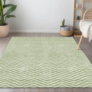 Piper Looms Chantille Chevron ACN934 Aloe Machine Washable Area Rug Lifestyle Image Feature