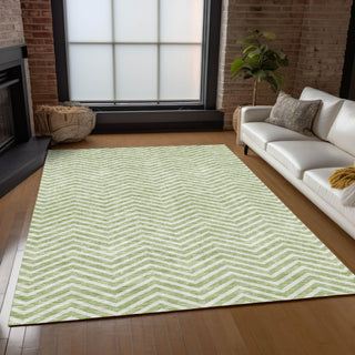 Piper Looms Chantille Chevron ACN934 Aloe Machine Washable Area Rug Lifestyle Image Feature