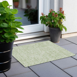 Piper Looms Chantille Chevron ACN934 Aloe Machine Washable Area Rug Scatter Outdoor Lifestyle Image Feature