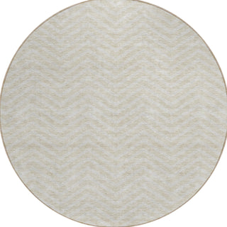 Piper Looms Chantille Chevron ACN934 Beige Machine Washable Area Rug Round Main Image