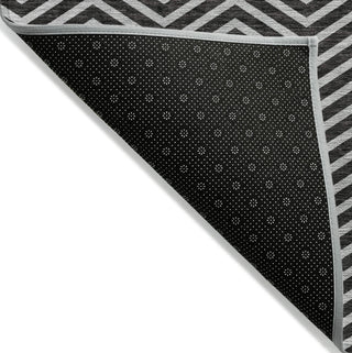 Piper Looms Chantille Chevron ACN934 Black Machine Washable Area Rug Backing Image