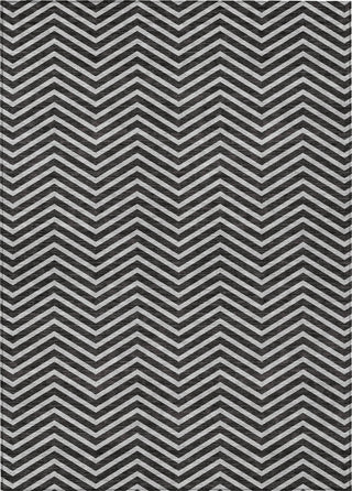 Piper Looms Chantille Chevron ACN934 Black Machine Washable Area Rug main image