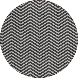 Piper Looms Chantille Chevron ACN934 Black Machine Washable Area Rug Round Main Image