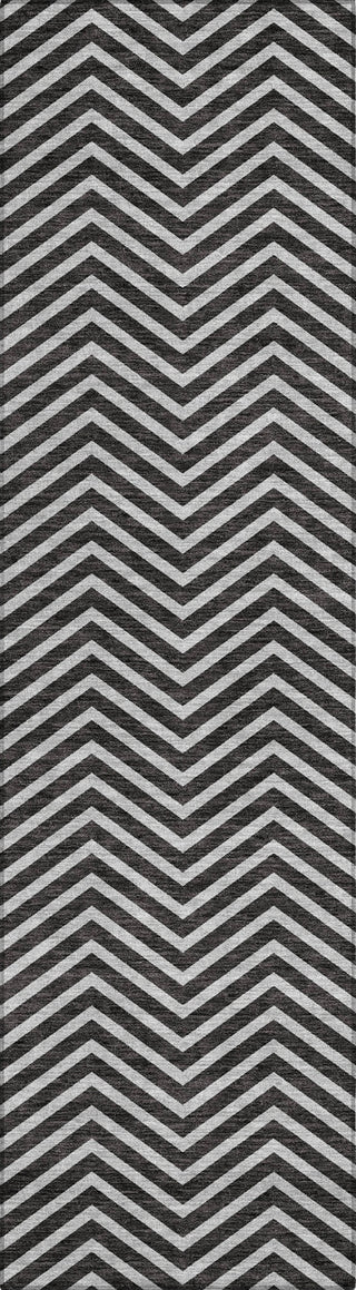 Piper Looms Chantille Chevron ACN934 Black Machine Washable Area Rug Runner Main Image
