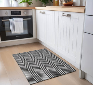 Piper Looms Chantille Chevron ACN934 Black Machine Washable Area Rug Scatter Lifestyle Image Feature