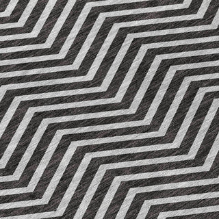 Piper Looms Chantille Chevron ACN934 Black Machine Washable Area Rug Swatch Image