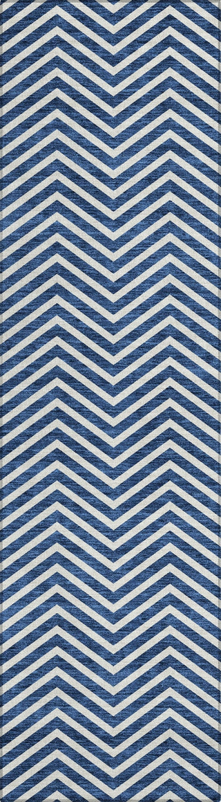 Piper Looms Chantille Chevron ACN934 Blue Machine Washable Area Rug Runner Main Image