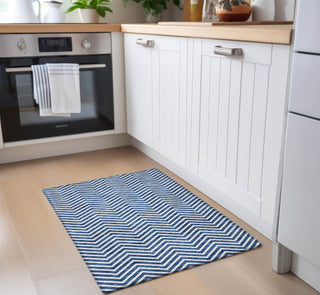 Piper Looms Chantille Chevron ACN934 Blue Machine Washable Area Rug Scatter Lifestyle Image Feature