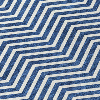Piper Looms Chantille Chevron ACN934 Blue Machine Washable Area Rug Swatch Image