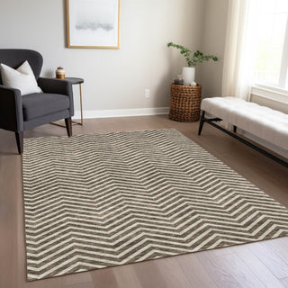 Piper Looms Chantille Chevron ACN934 Brown Machine Washable Area Rug Lifestyle Image Feature
