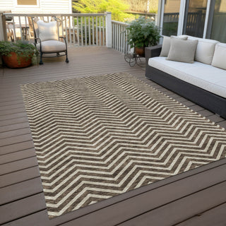 Piper Looms Chantille Chevron ACN934 Brown Machine Washable Area Rug Outdoor Lifestyle Image Feature
