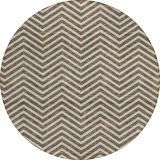 Piper Looms Chantille Chevron ACN934 Brown Machine Washable Area Rug Round Main Image