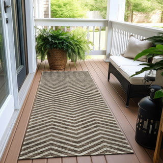 Piper Looms Chantille Chevron ACN934 Brown Machine Washable Area Rug Runner Outdoor Lifestyle Image Feature