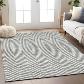 Piper Looms Chantille Chevron ACN934 Gray Machine Washable Area Rug Lifestyle Image Feature