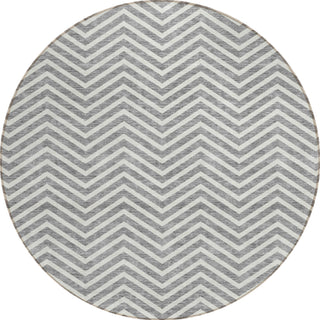Piper Looms Chantille Chevron ACN934 Gray Machine Washable Area Rug Round Main Image