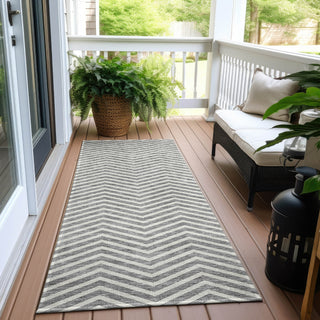 Piper Looms Chantille Chevron ACN934 Gray Machine Washable Area Rug Runner Outdoor Lifestyle Image Feature