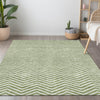 Piper Looms Chantille Chevron ACN934 Green Machine Washable Area Rug Lifestyle Image Feature