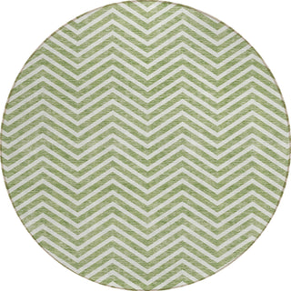 Piper Looms Chantille Chevron ACN934 Green Machine Washable Area Rug Round Main Image
