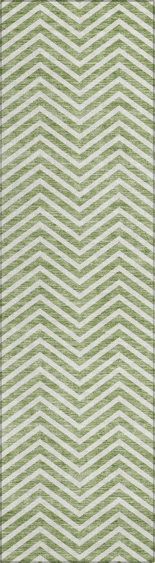 Piper Looms Chantille Chevron ACN934 Green Machine Washable Area Rug Runner Main Image