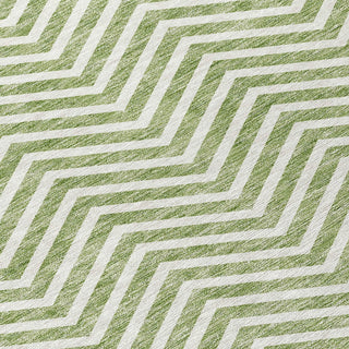 Piper Looms Chantille Chevron ACN934 Green Machine Washable Area Rug Swatch Image