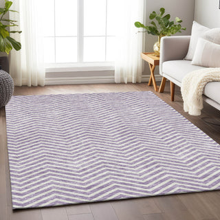 Piper Looms Chantille Chevron ACN934 Lilac Machine Washable Area Rug Lifestyle Image Feature