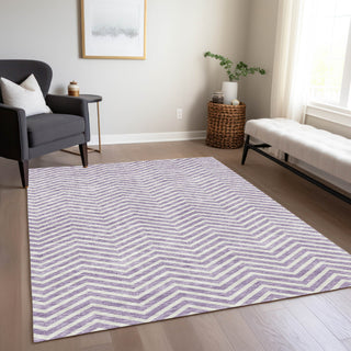 Piper Looms Chantille Chevron ACN934 Lilac Machine Washable Area Rug Lifestyle Image Feature