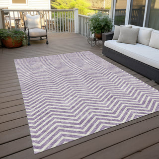 Piper Looms Chantille Chevron ACN934 Lilac Machine Washable Area Rug Outdoor Lifestyle Image Feature