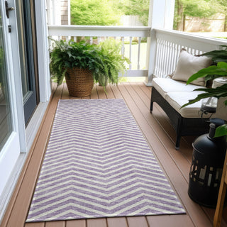 Piper Looms Chantille Chevron ACN934 Lilac Machine Washable Area Rug Runner Outdoor Lifestyle Image Feature
