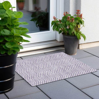 Piper Looms Chantille Chevron ACN934 Lilac Machine Washable Area Rug Scatter Outdoor Lifestyle Image Feature