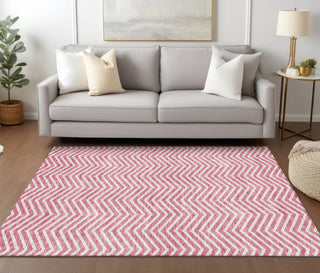 Piper Looms Chantille Chevron ACN934 Pink Machine Washable Area Rug Lifestyle Image Feature