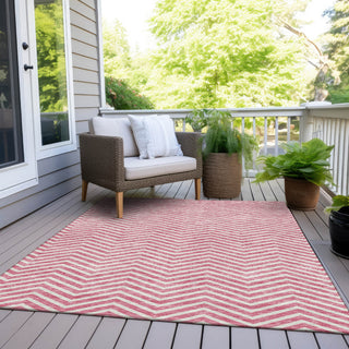 Piper Looms Chantille Chevron ACN934 Pink Machine Washable Area Rug Outdoor Lifestyle Image Feature