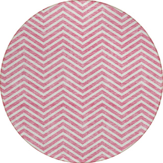 Piper Looms Chantille Chevron ACN934 Pink Machine Washable Area Rug Round Main Image