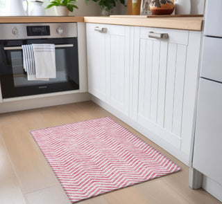 Piper Looms Chantille Chevron ACN934 Pink Machine Washable Area Rug Scatter Lifestyle Image Feature
