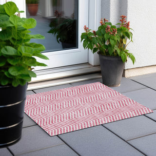 Piper Looms Chantille Chevron ACN934 Pink Machine Washable Area Rug Scatter Outdoor Lifestyle Image Feature