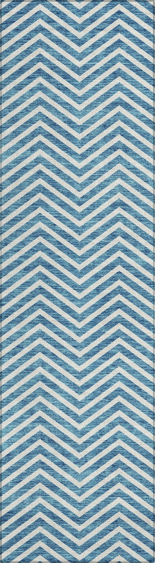 Piper Looms Chantille Chevron ACN934 Teal Machine Washable Area Rug Runner Main Image