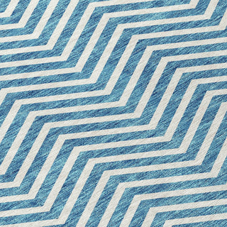 Piper Looms Chantille Chevron ACN934 Teal Machine Washable Area Rug Swatch Image