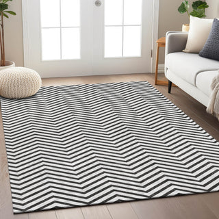 Piper Looms Chantille Chevron ACN934 White Machine Washable Area Rug Lifestyle Image Feature