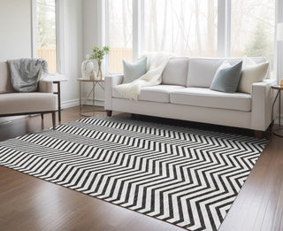 Piper Looms Chantille Chevron ACN934 White Machine Washable Area Rug Lifestyle Image Feature