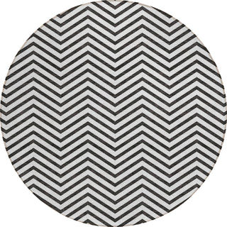 Piper Looms Chantille Chevron ACN934 White Machine Washable Area Rug Round Main Image