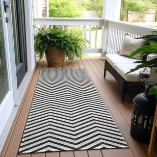 Piper Looms Chantille Chevron ACN934 White Machine Washable Area Rug Runner Outdoor Lifestyle Image Feature