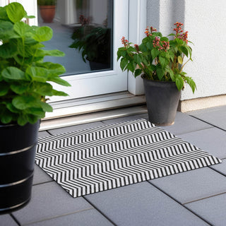 Piper Looms Chantille Chevron ACN934 White Machine Washable Area Rug Scatter Outdoor Lifestyle Image Feature