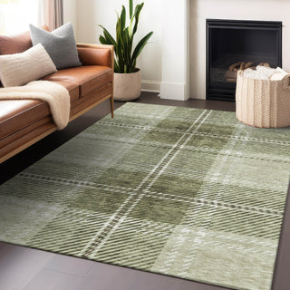 Piper Looms Chantille Plaid ACN935 Aloe Machine Washable Area Rug Lifestyle Image Feature