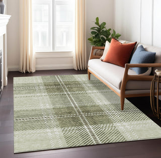 Piper Looms Chantille Plaid ACN935 Aloe Machine Washable Area Rug Lifestyle Image Feature