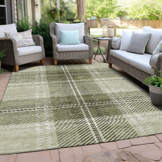Piper Looms Chantille Plaid ACN935 Aloe Machine Washable Area Rug Outdoor Lifestyle Image Feature