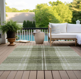 Piper Looms Chantille Plaid ACN935 Aloe Machine Washable Area Rug Outdoor Lifestyle Image Feature