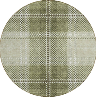 Piper Looms Chantille Plaid ACN935 Aloe Machine Washable Area Rug Round Main Image
