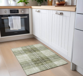 Piper Looms Chantille Plaid ACN935 Aloe Machine Washable Area Rug Scatter Lifestyle Image Feature