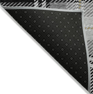 Piper Looms Chantille Plaid ACN935 Black Machine Washable Area Rug Backing Image